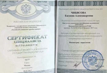 Чибисова Евгения Александровна - дипломы, сертификаты 1